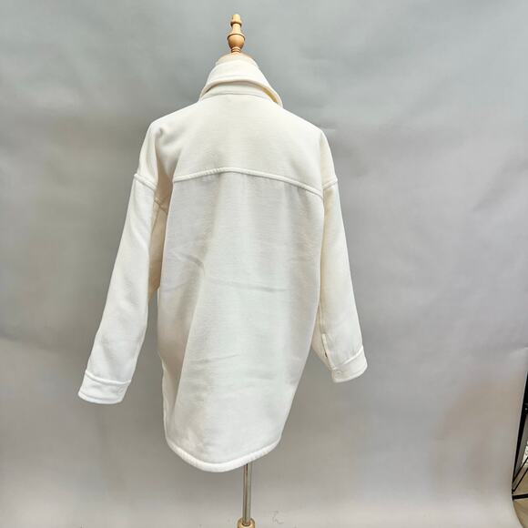 Abercrombie & Fitch ivory twill heavy shacket chore jacket size medium oversized - Picture 3 of 16